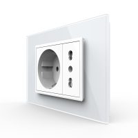 Presa doppia Livolo con cornice in vetro 3M – standard italiano