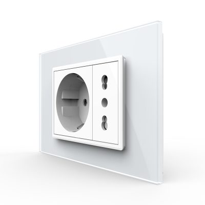 Presa doppia Livolo con cornice in vetro 3M – standard italiano