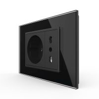 Presa doppia Livolo con cornice in vetro 3M – standard italiano colore nero