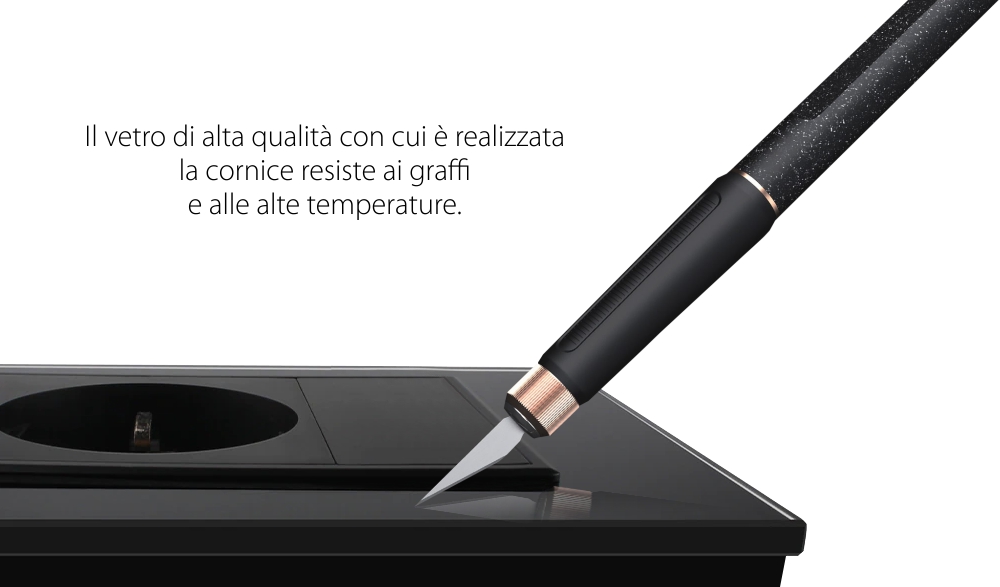 Presa SCHUKO con tasto falso e cornice in vetro 3M, standard italiano, nuova serie