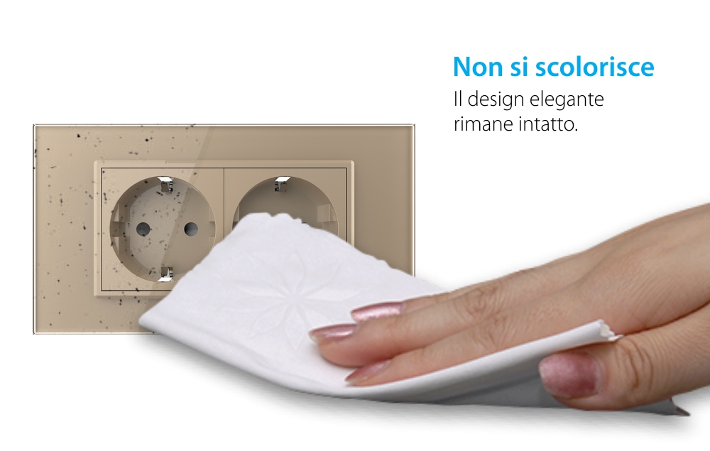 Presa doppia Livolo con cornice in vetro 4M, standard italiano, nuova serie