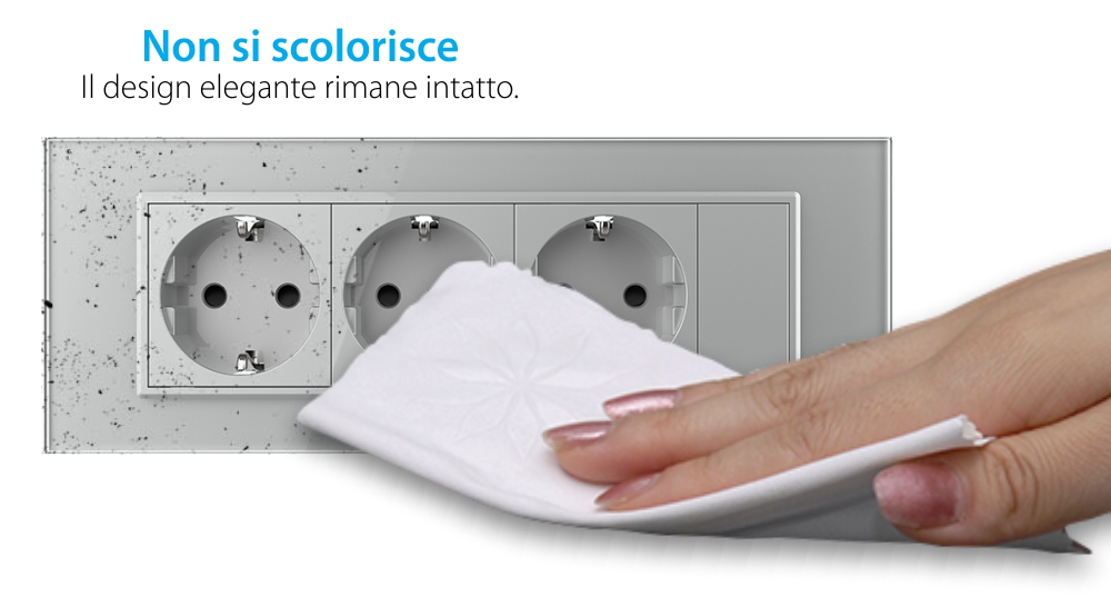 Presa tripla Livolo con tasto falso cornice in vetro 6/7 moduli – standard italiano