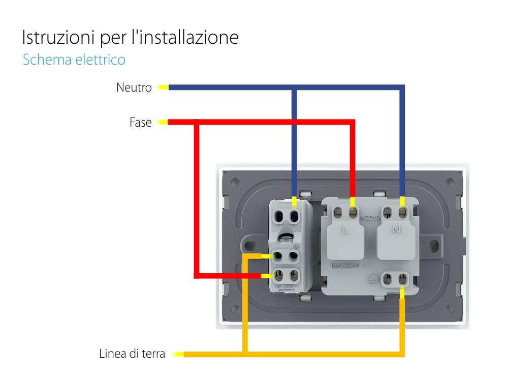 Presa doppia Livolo con cornice in vetro 3M – standard italiano
