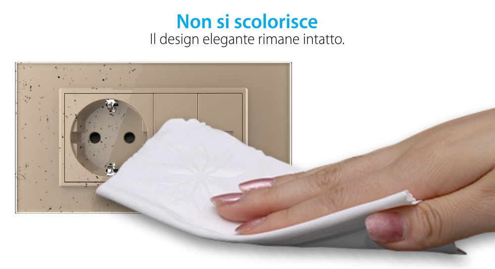 Presa doppia Livolo con cornice in vetro 1 Presa Schuko + TV / Internet, Standard italiano – Nuova serie