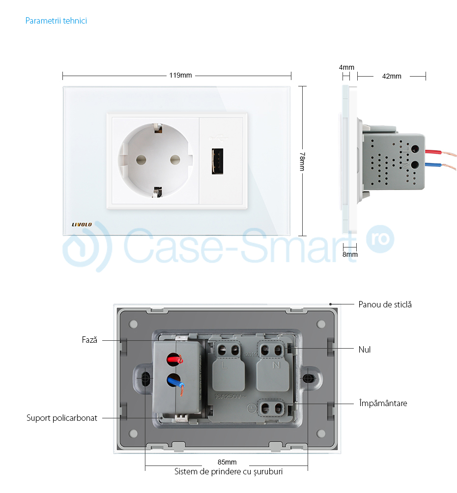 Presa Schuko con USB Livolo Standard italiano