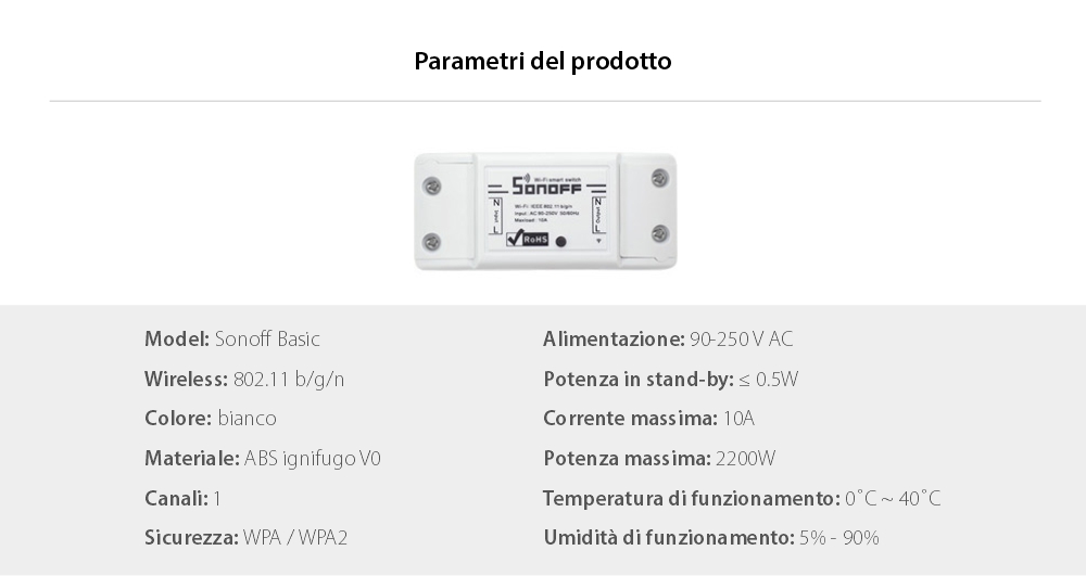 Relè wireless Sonoff Basic R2
