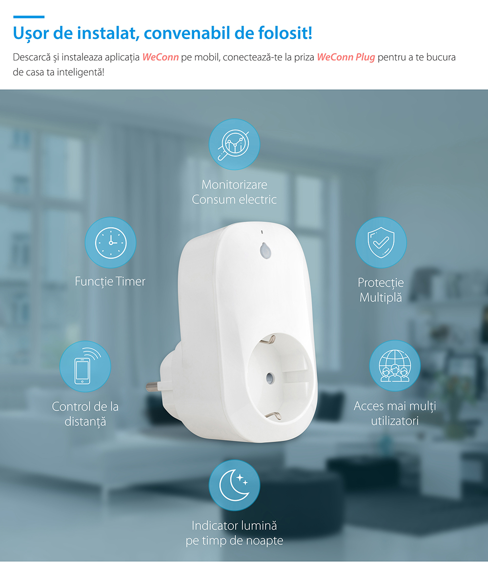 Presa intelligente RedSun RS-S171, monitoraggio del consumo energetico, compatibile con Alexa, controllo tramite app mobile