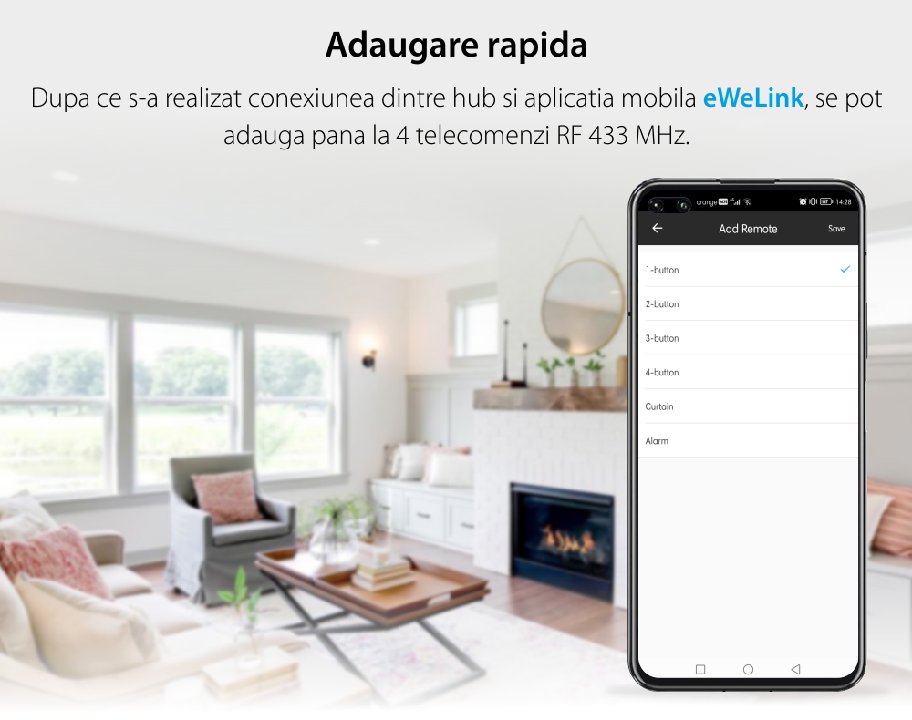 Hub intelligente Sonoff Bridge RF R2, Controllo tramite app, 433 MHz