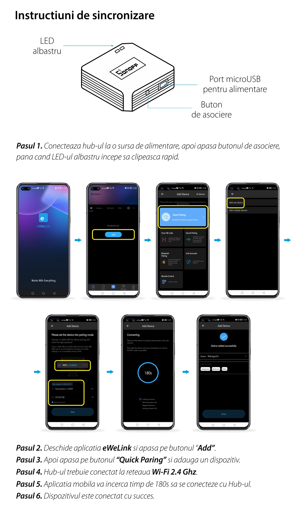 Hub intelligente Sonoff Bridge RF R2, Controllo tramite app, 433 MHz
