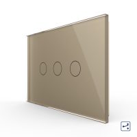 Interruttore triplo deviatore / invertitore touch Livolo in vetro, standard italiano – Nuova serie colore dorato