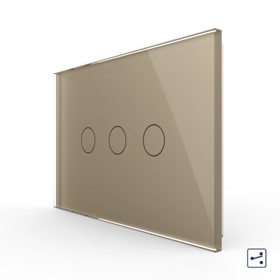 Interruttore triplo deviatore / invertitore touch Livolo in vetro, standard italiano – Nuova serie colore dorato