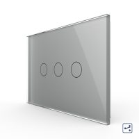 Interruttore triplo deviatore / invertitore touch Livolo in vetro, standard italiano – Nuova serie colore griggio