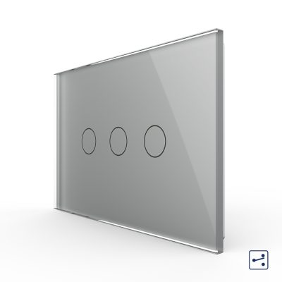 Interruttore triplo deviatore / invertitore touch Livolo in vetro, standard italiano – Nuova serie colore griggio
