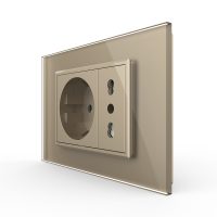 Presa doppia Livolo con cornice in vetro 3M – standard italiano colore dorato