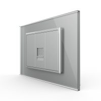 Presa internet Livolo con cornice in vetro – standard italiano colore griggio