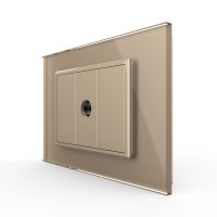 Presa TV Semplice Livolo con Cornice in Vetro – Nuova Serie, Standard italiano colore dorato