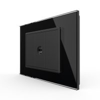 Presa TV Semplice Livolo con Cornice in Vetro – Nuova Serie, Standard italiano colore nero