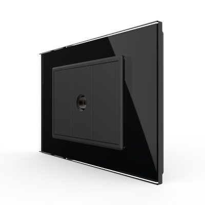 Presa TV Semplice Livolo con Cornice in Vetro – Nuova Serie, Standard italiano colore nero