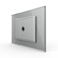 Presa TV Semplice Livolo con Cornice in Vetro – Nuova Serie, Standard italiano colore griggio