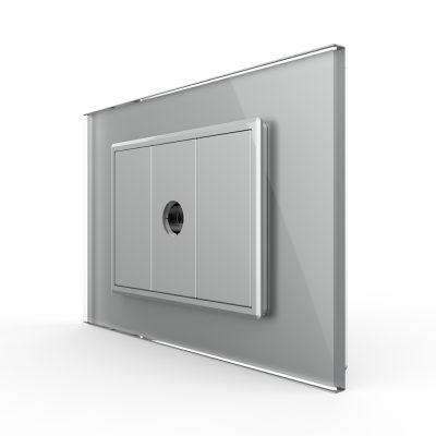 Presa TV Semplice Livolo con Cornice in Vetro – Nuova Serie, Standard italiano colore griggio