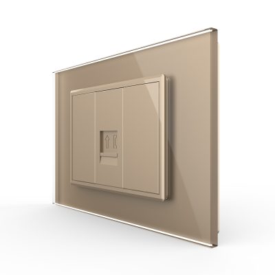 Presa Telefonica LIVOLO con Cornice in Vetro, Standard Italiano colore dorato