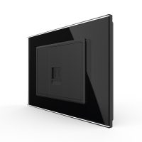 Presa Telefonica LIVOLO con Cornice in Vetro, Standard Italiano colore nero