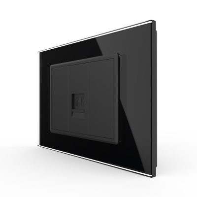 Presa Telefonica LIVOLO con Cornice in Vetro, Standard Italiano colore nero