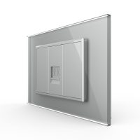 Presa Telefonica LIVOLO con Cornice in Vetro, Standard Italiano colore griggio