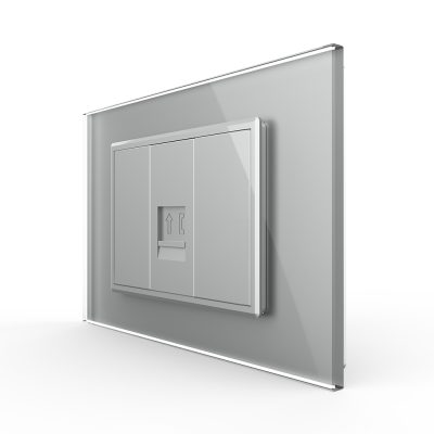 Presa Telefonica LIVOLO con Cornice in Vetro, Standard Italiano colore griggio