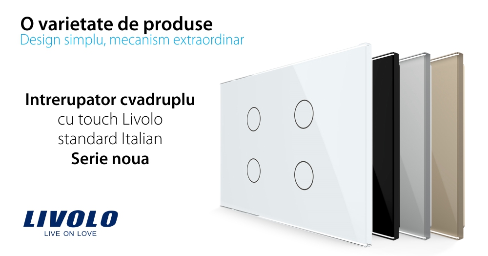 Interruttore quadruplo con touch in vetro Livolo – standard italiano