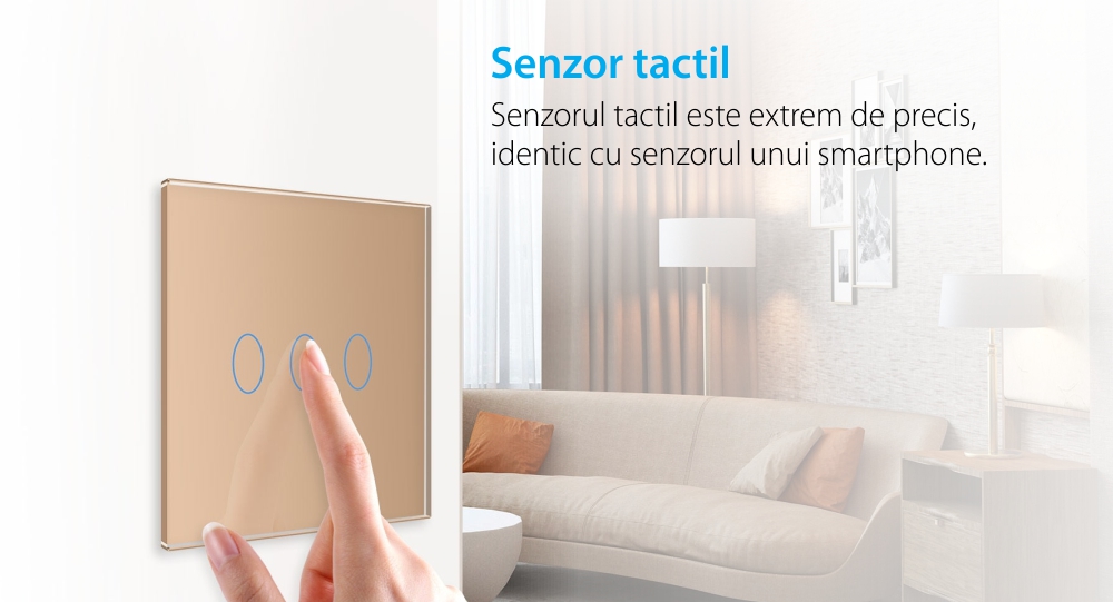 Interruttore triplo deviatore / invertitore touch Livolo in vetro, standard italiano – Nuova serie