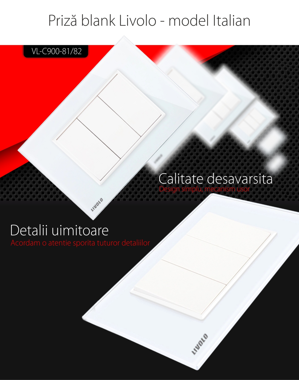 Presa falsa – vuota Livolo con cornice in vetro – standard italiano