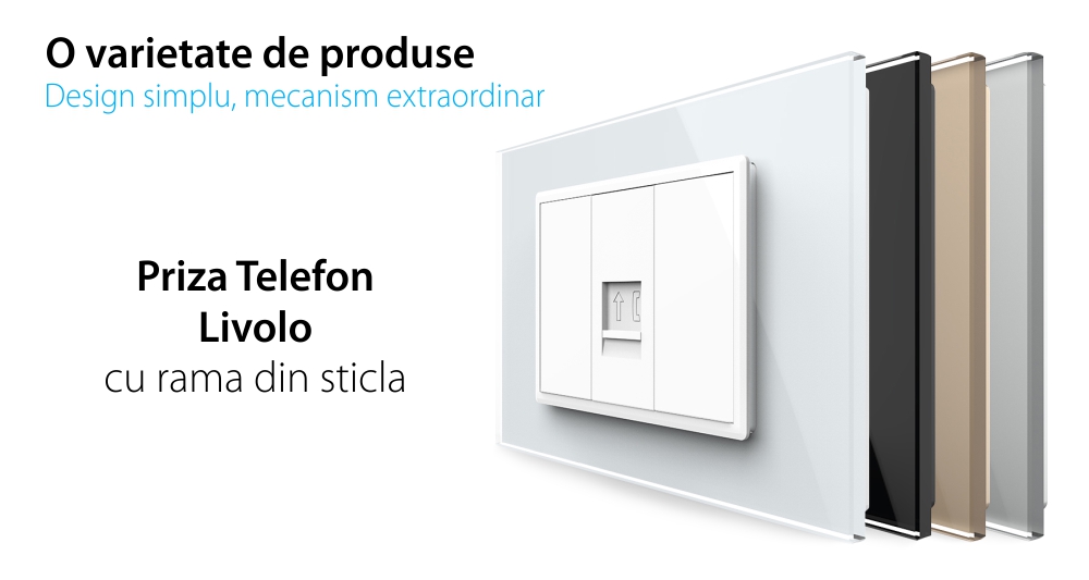Presa Telefonica LIVOLO con Cornice in Vetro, Standard Italiano