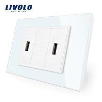 Doppia presa USB Livolo con cornice in vetro – standard italiano