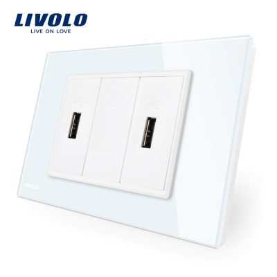 Doppia presa USB Livolo con cornice in vetro – standard italiano