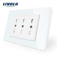 Presa tripla italiana Livolo con cornice in vetro – standard italiano