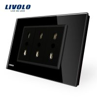 Presa tripla italiana Livolo con cornice in vetro – standard italiano colore nero
