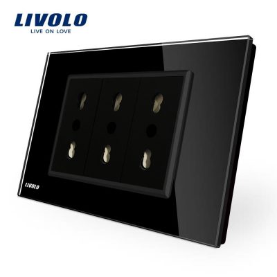 Presa tripla italiana Livolo con cornice in vetro – standard italiano colore nero