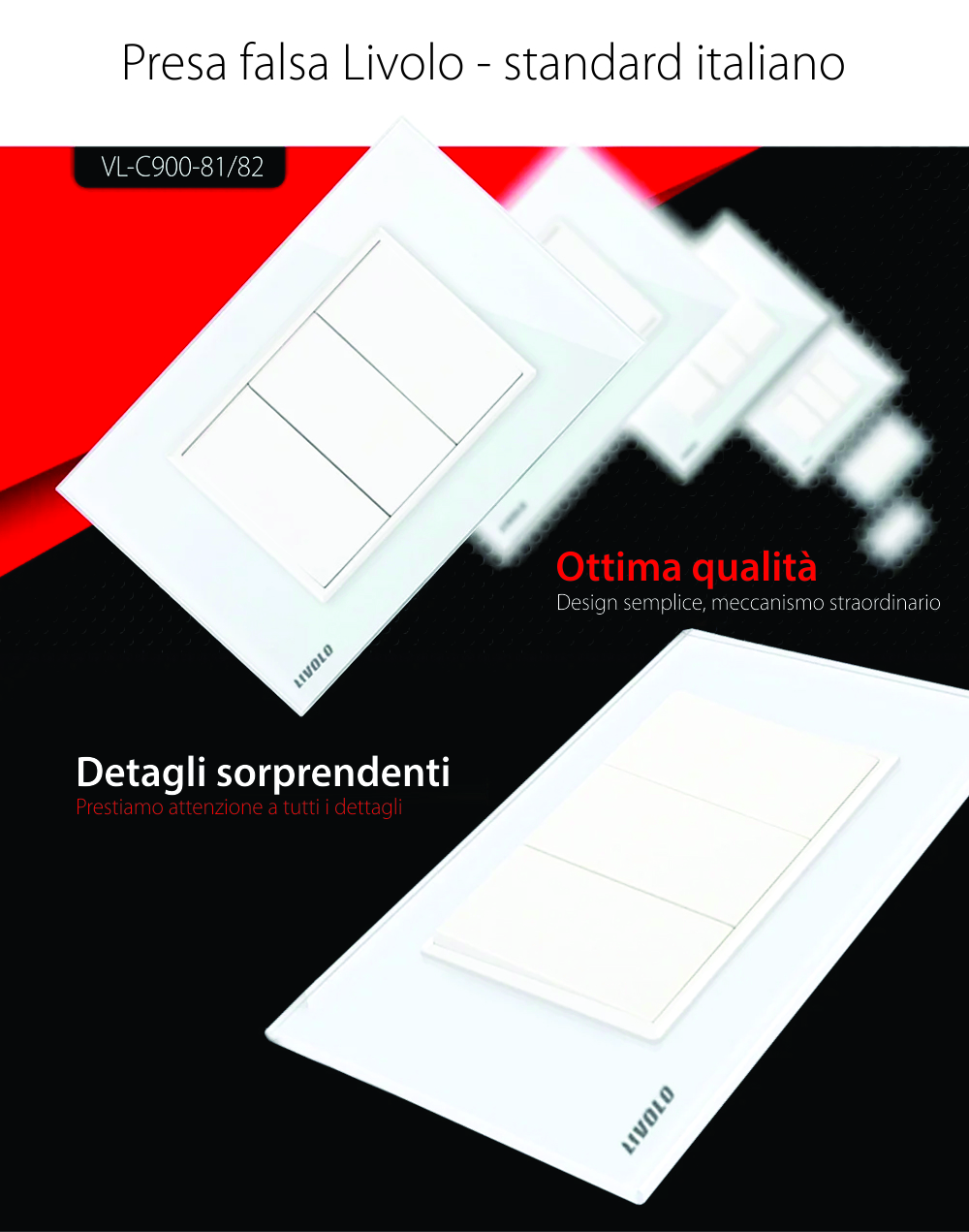 Presa falsa – vuota Livolo con cornice in vetro – standard italiano