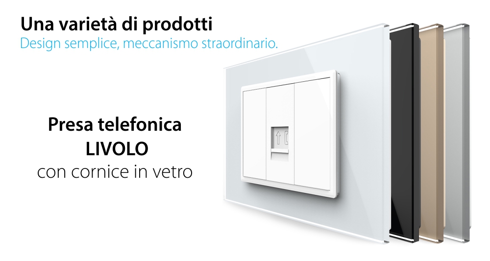 Presa Telefonica LIVOLO con Cornice in Vetro, Standard Italiano