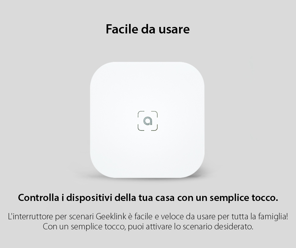 Telecomando intelligente touch con 4 pulsanti, apprendimento scene Geeklink