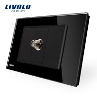 Presa TV satellitare Livolo con cornice in vetro – standard italiano colore nero