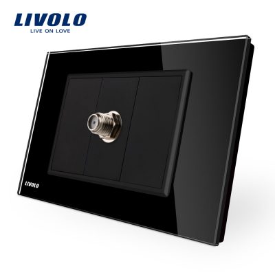Presa TV satellitare Livolo con cornice in vetro – standard italiano colore nero