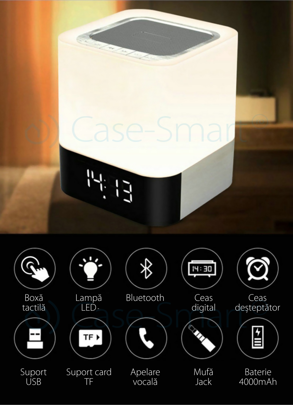 Cassa portatile e lampada Red Sun DY-28 con touch, sveglia e Bluetooth