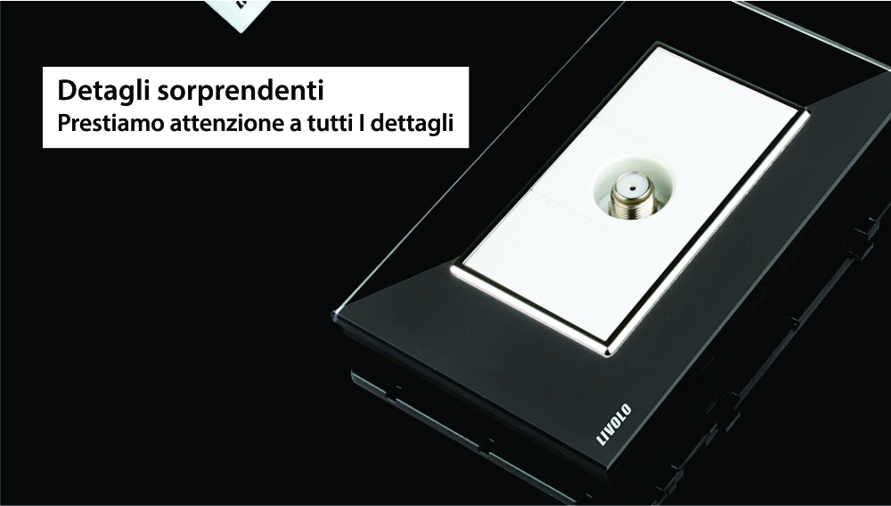 Presa TV satellitare Livolo con cornice in vetro – standard italiano