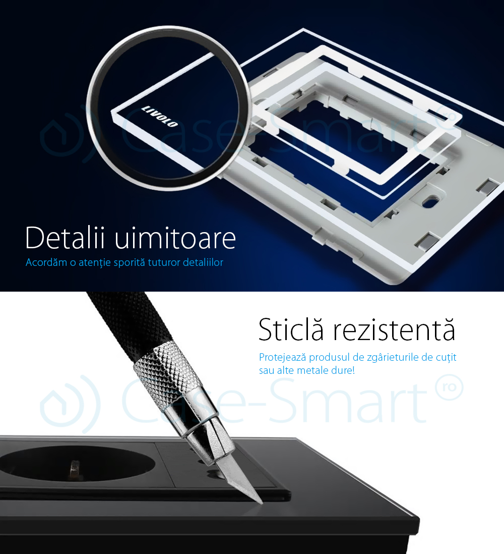 Presa doppia Livolo con cornice in vetro 3M – standard italiano