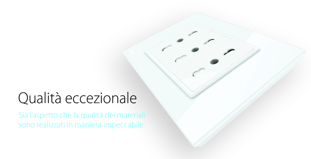 Presa tripla italiana Livolo con cornice in vetro – standard italiano