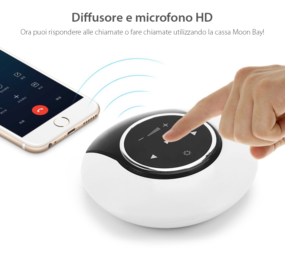 Cassa portatile Red Sun Moon Bay con lampada LED, Bluetooth 4.0, RS-WBSL-07