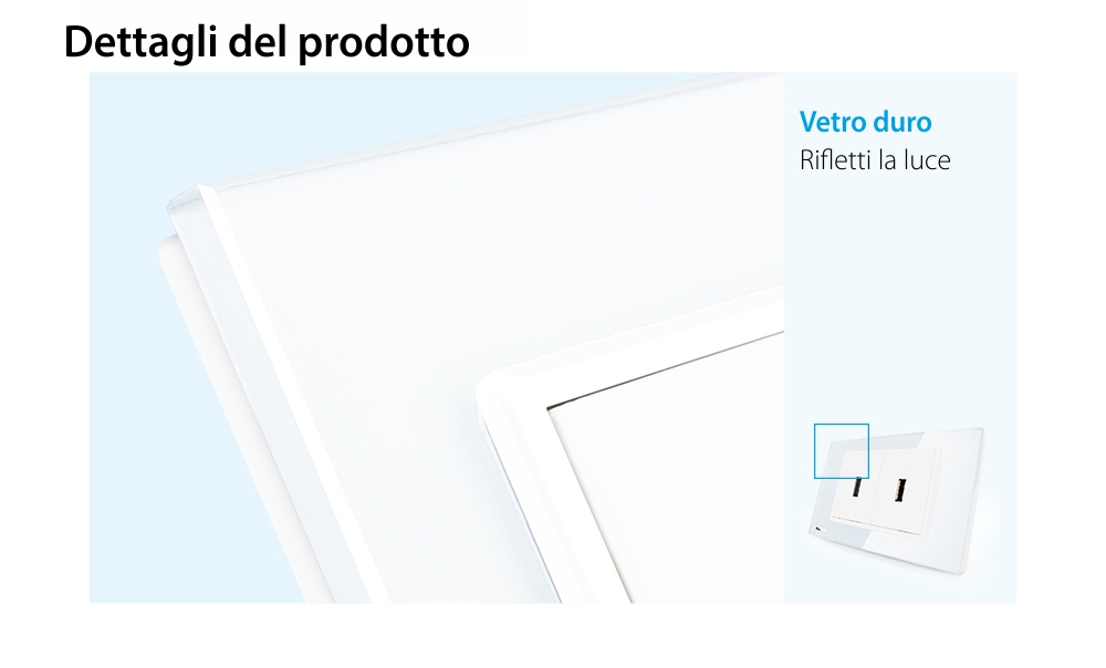 Doppia presa USB Livolo con cornice in vetro – standard italiano