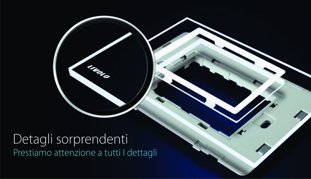 Presa tripla italiana Livolo con cornice in vetro – standard italiano